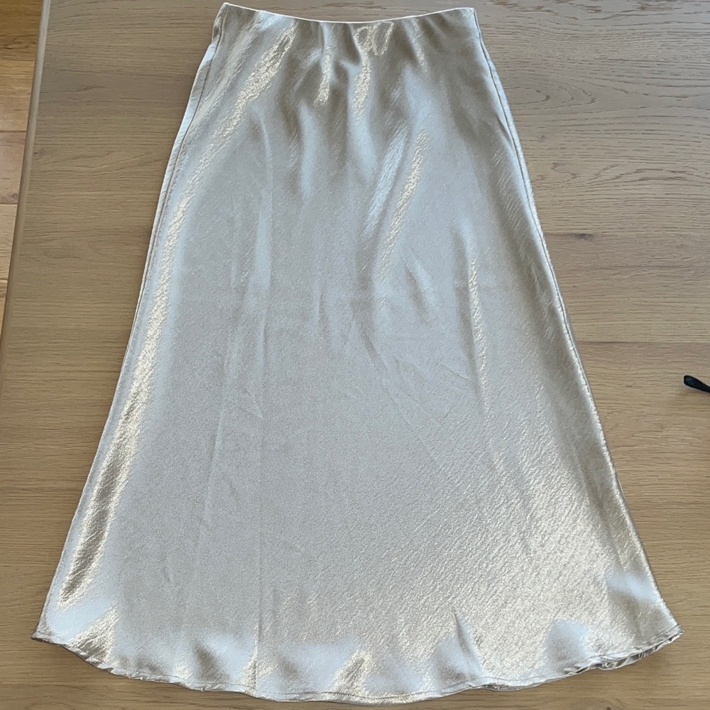 Love, Fire Shimmering Champange Slip Midi Skirt